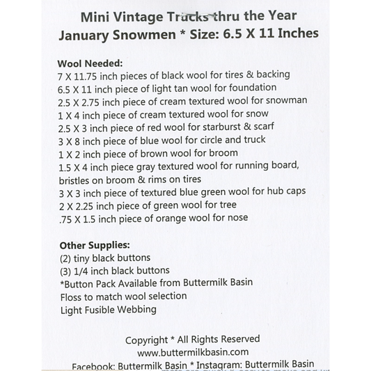 Buttermilk Basin ~ Mini Vintage Trucks Thru the Year - January