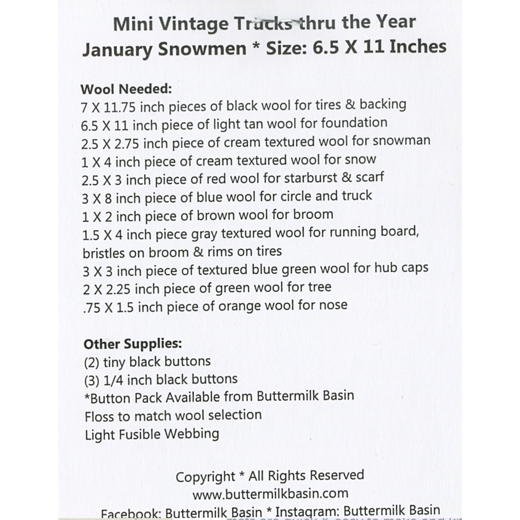 Buttermilk Basin ~ Mini Vintage Trucks Thru the Year - January