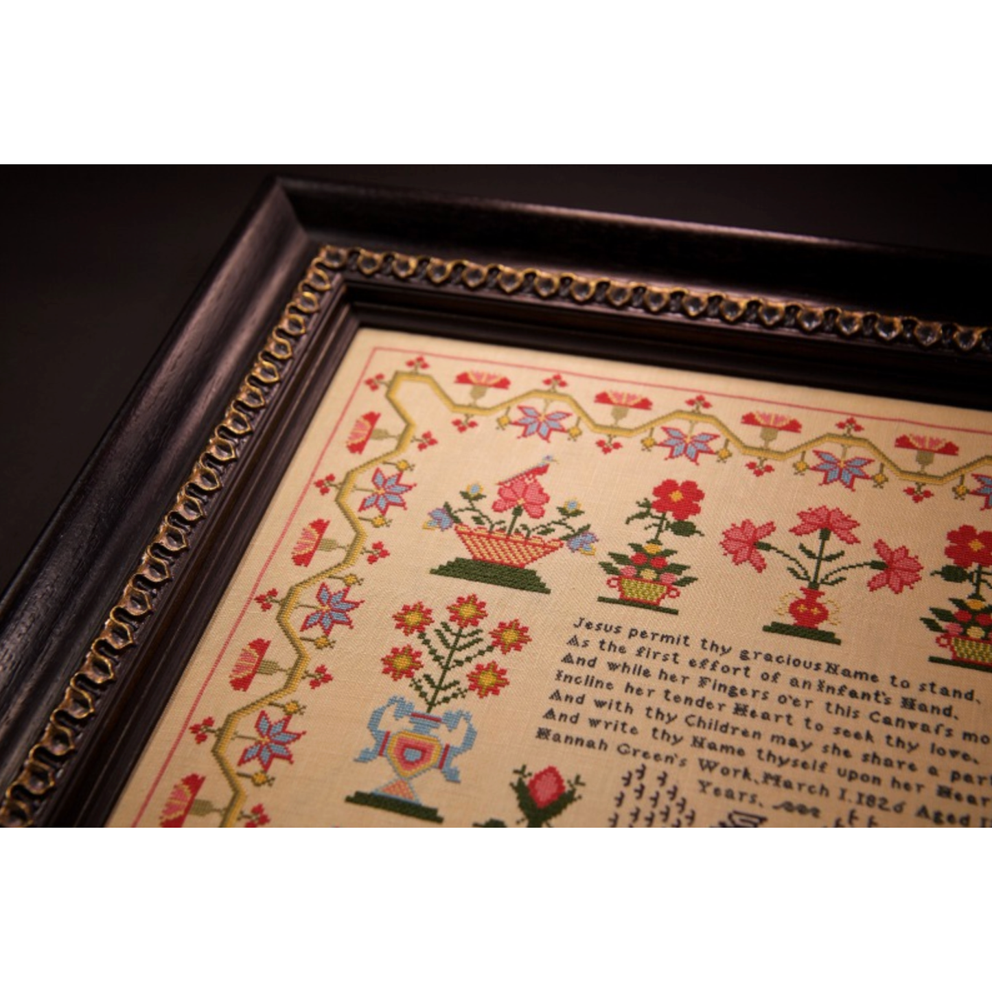 Hands Across The Sea | Queen of the May 2024 Hannah Green 1826 Sampler Pattern Booklet