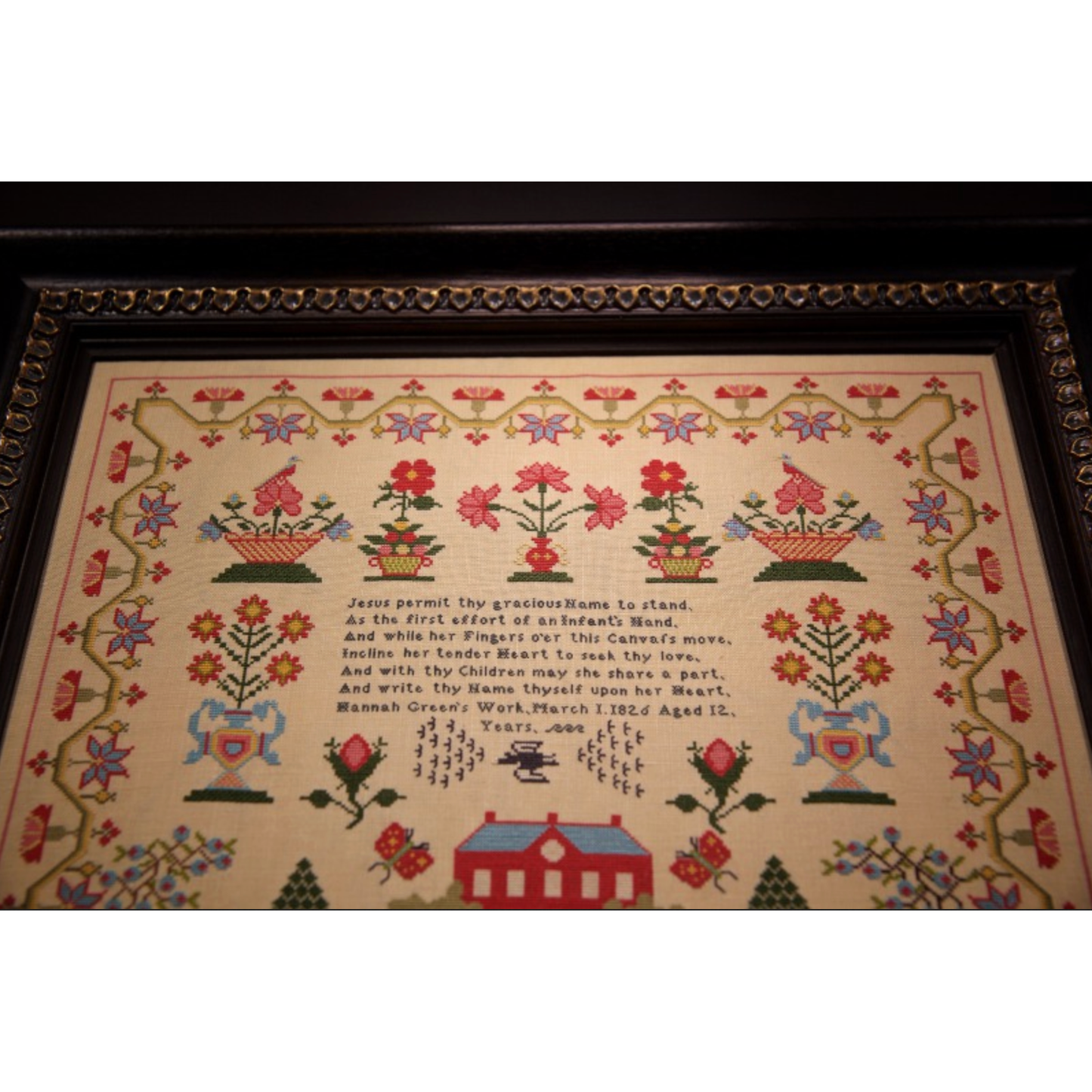 Hands Across The Sea | Queen of the May 2024 Hannah Green 1826 Sampler Pattern Booklet