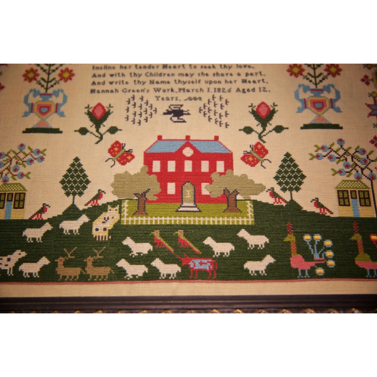 Hands Across The Sea | Queen of the May 2024 Hannah Green 1826 Sampler Pattern Booklet