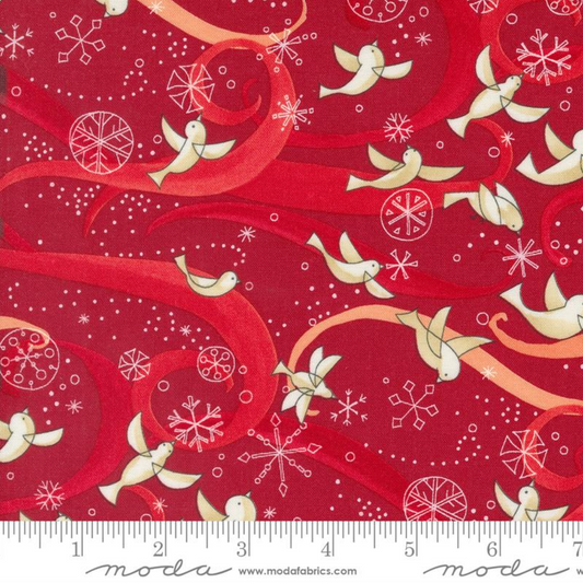 Winterly ~ Birds with Ribbons ~ 48761 16 Crimson