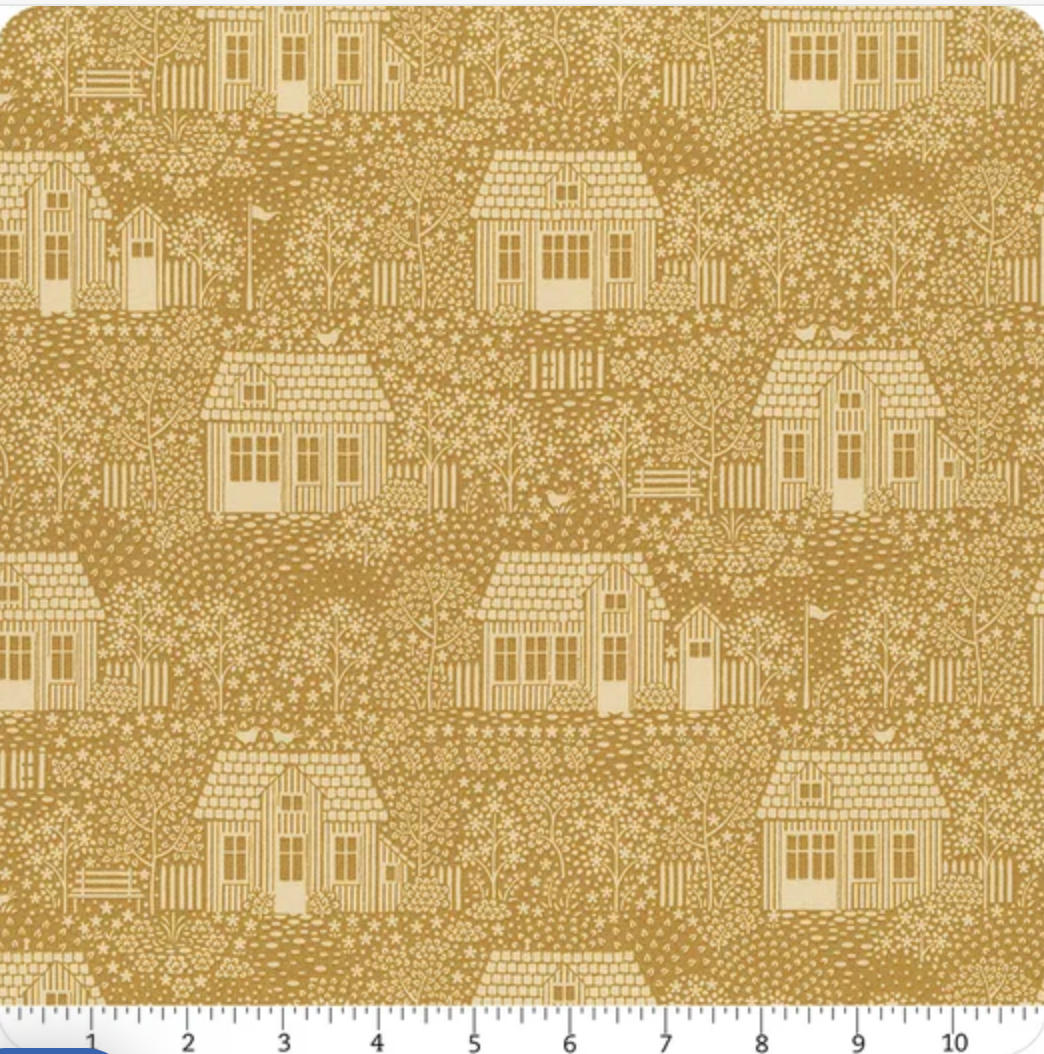 Tilda Fabrics ~ Hometown My Neighborhood Blender Mustard TIL110060