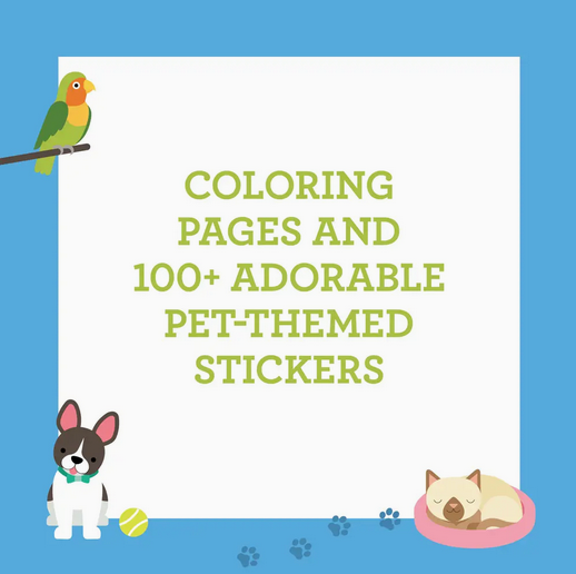 Coloring Book with Stickers: Pets