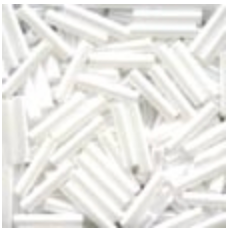 80479 White Medium Bugle Glass Beads