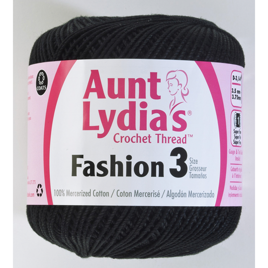 Aunt Lydia Fashion Crochet Thread Size 3 | Black