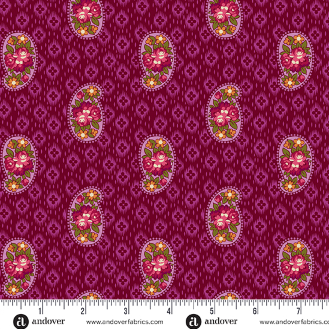 Moonlight Roses ~ Paisley Ikat ~ A-1087-E Pink