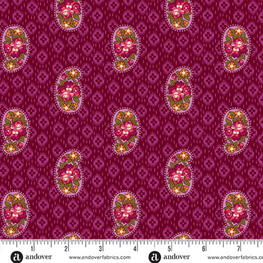 Moonlight Roses ~ Paisley Ikat ~ A-1087-E Pink