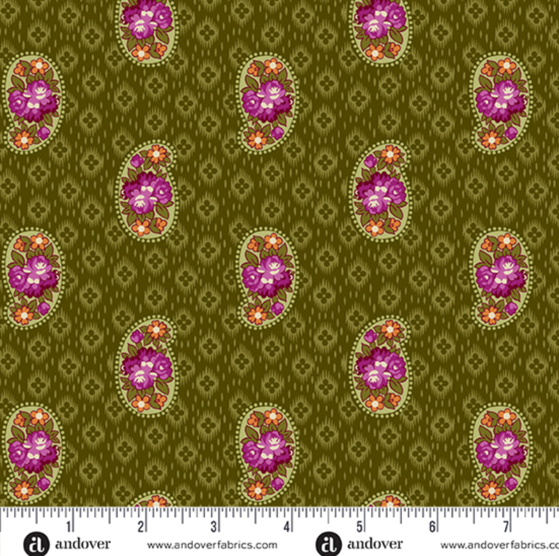 Moonlight Roses ~ Paisley Ikat ~ A-1087-G Green