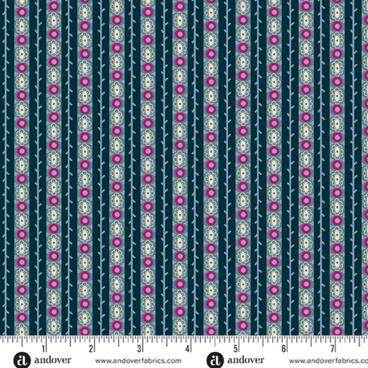 Moonlight Roses ~ Stripe ~ A-1088-B Navy