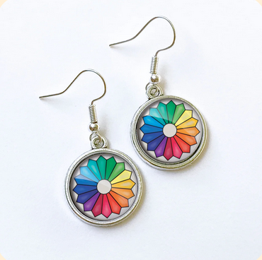 Patchwork Pendants | Dresden Color Wheel Circular Quilt Block Earrings