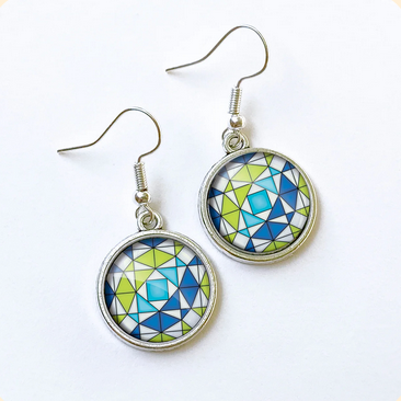 Patchwork Pendants | Storm at Sea Circular Quilt Block Earrings