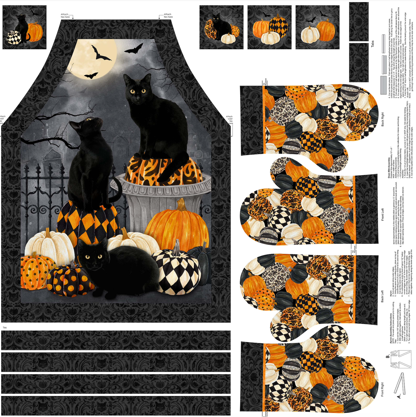 Hallow's Eve ~ Apron & Oven Mitt Panel ~ DP27081 99 Black Multi