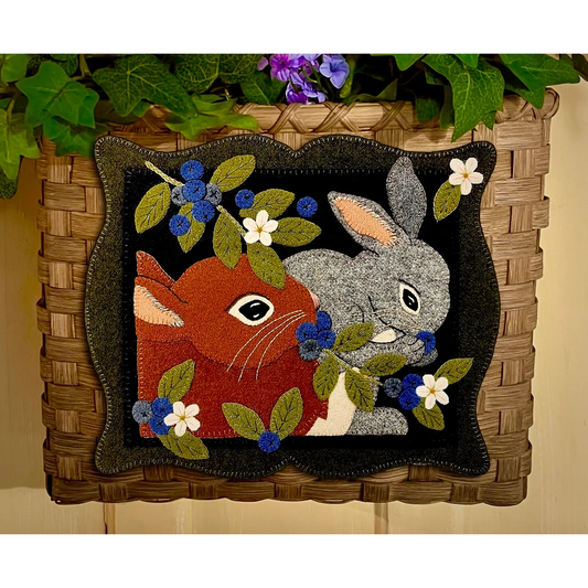 Jerome Thomas ~ Blueberry Bunnies Wool Applique Pattern