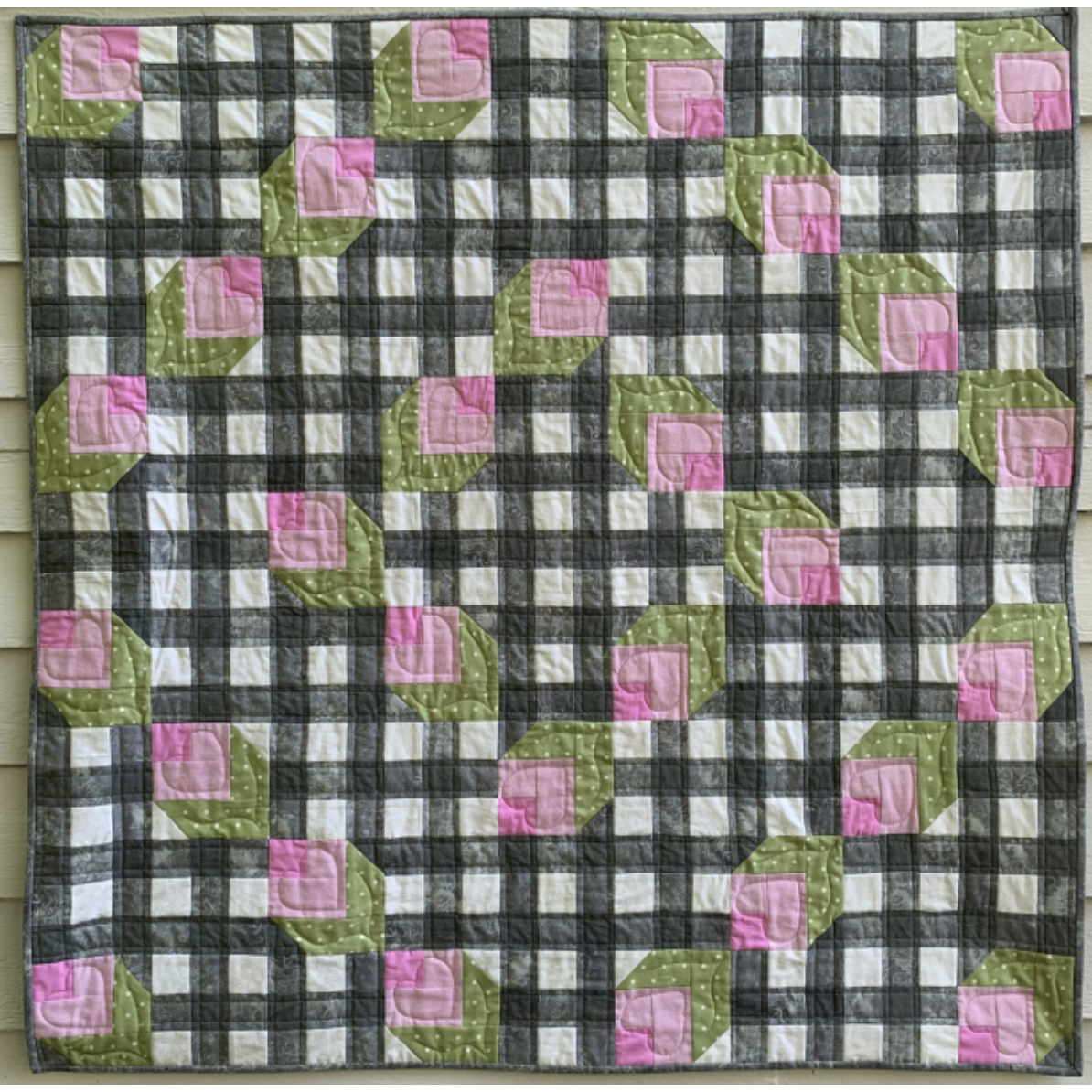 Gentle Thread Needle Art Designs ~ Gingham Rosebud Quilt Pattern