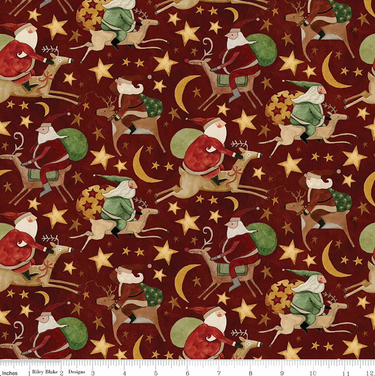 Up on the Housetop ~ Santa Rides ~ C14732-CRANBERRY