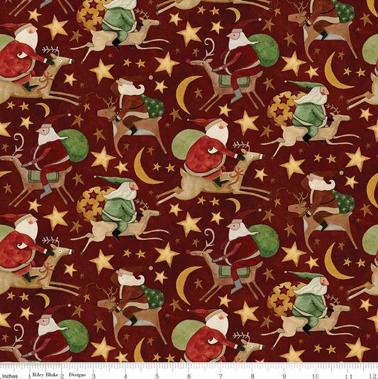 Up on the Housetop ~ Santa Rides ~ C14732-CRANBERRY