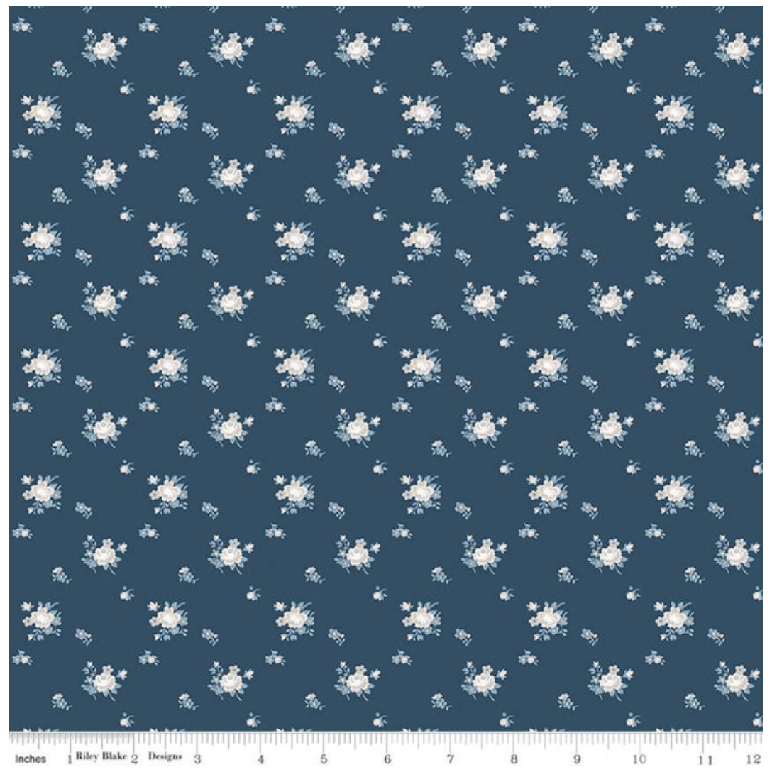 Serenity Blues ~ Delicate Roses ~ C14784-NAVY