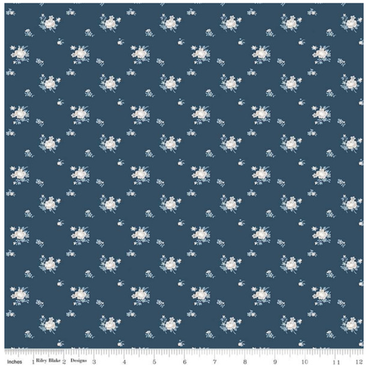 Serenity Blues ~ Delicate Roses ~ C14784-NAVY