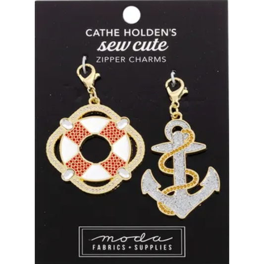 Cathe Holden Zipper Charms ~ Life Ring & Anchor