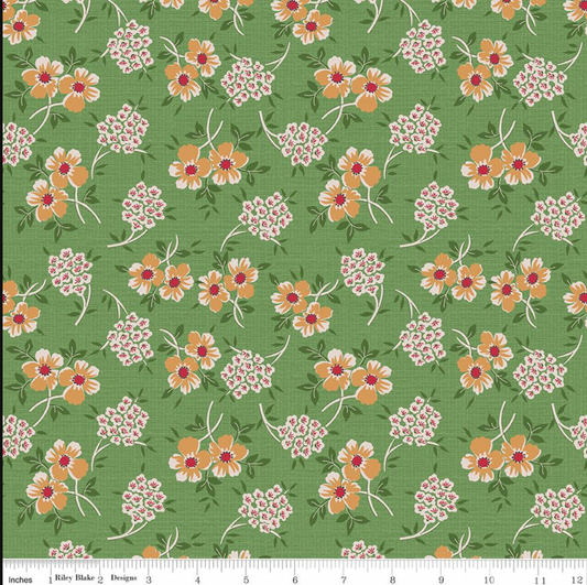 Lori Holt Home Town Holiday ~ Floral C14900-BASIL