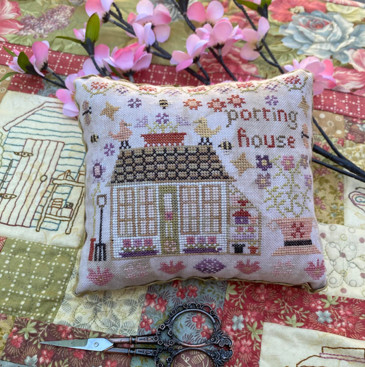 Pansy Patch Quilts & Stitchery | POTTING HOUSE CHART 8 OF 9 IN THE HOUSES ON WISTERIA LANE SERIES