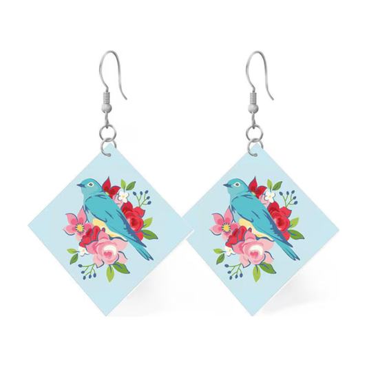 Hometown Leatherworks ~ Square Earrings ~ Bluebird