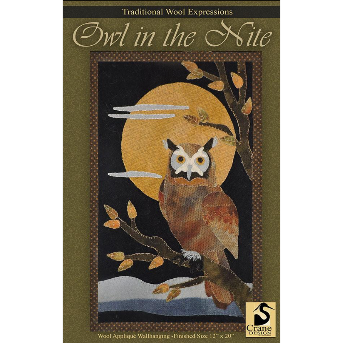 Crane Design | Owl in the Nite Wool Applique Pattern