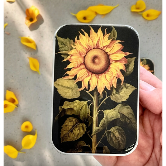 Tin Container with Magnet Large ~ Sunflower