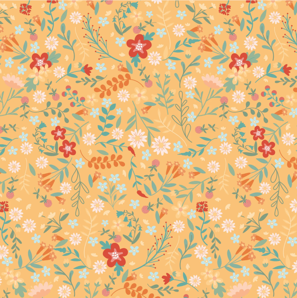 Mushroom Blooms ~ Tossed Floral ~ MB24409 Yellow