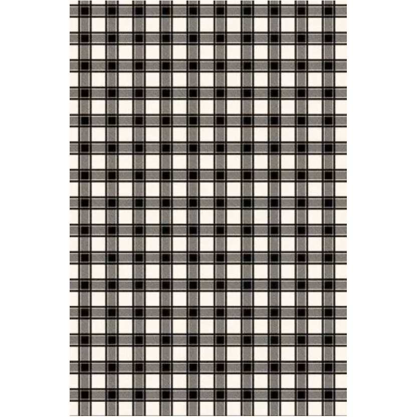 Sajou Oilcloth Fabric | Ecru and Black Checkered Motif