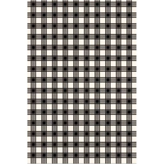 Sajou Oilcloth Fabric | Ecru and Black Checkered Motif