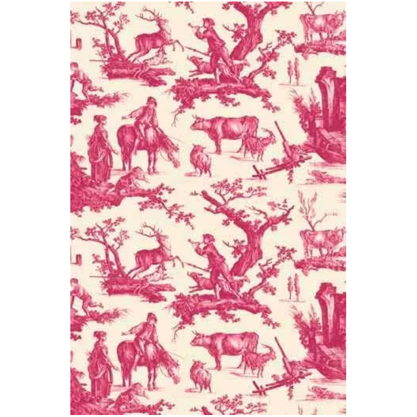 Sajou Oilcloth Fabric | Pink Toile de Jouy