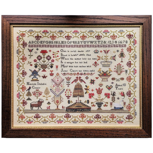 Whilst Iris Naps | Matilda Isabella Creasy 1852 Reproduction Sampler