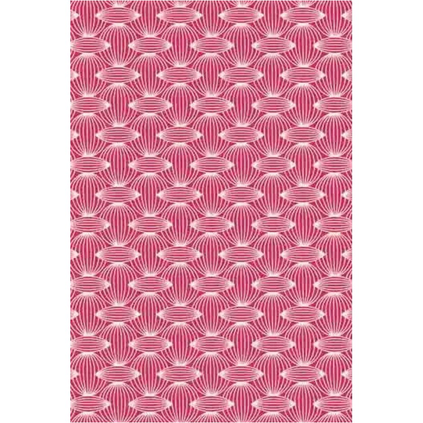 Sajou Oilcloth Fabric | Ecru Motif on Pink Base