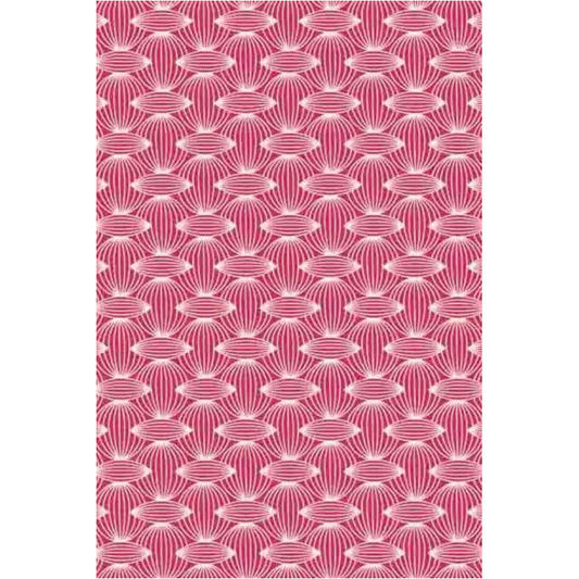 Sajou Oilcloth Fabric | Ecru Motif on Pink Base