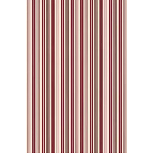 Sajou Oilcloth Fabric | Bordeaux and Ecru Stripes