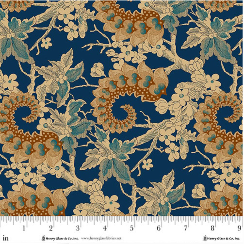 Philomena ~ Quirky Swirls ~ 3480-73 Prussian Blue/Sienna