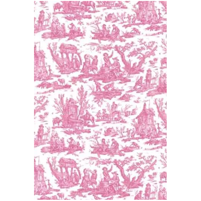 Sajou Oilcloth Fabric | Pink Toile de Jouy Miniature