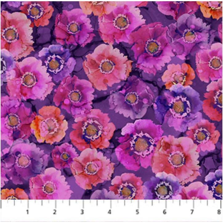 Dragonfly Dance ~ Small Floral ~ DP27503-85 Purple Pink