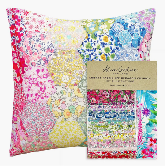 Alice Caroline | Liberty Tana Lawn Fabric English Paper Pieced Hexagon Cushion Kit