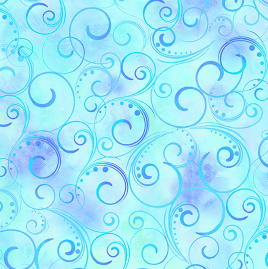 Swirling Splendor ~ Aqua  ~ 108" ~ 9705W-84