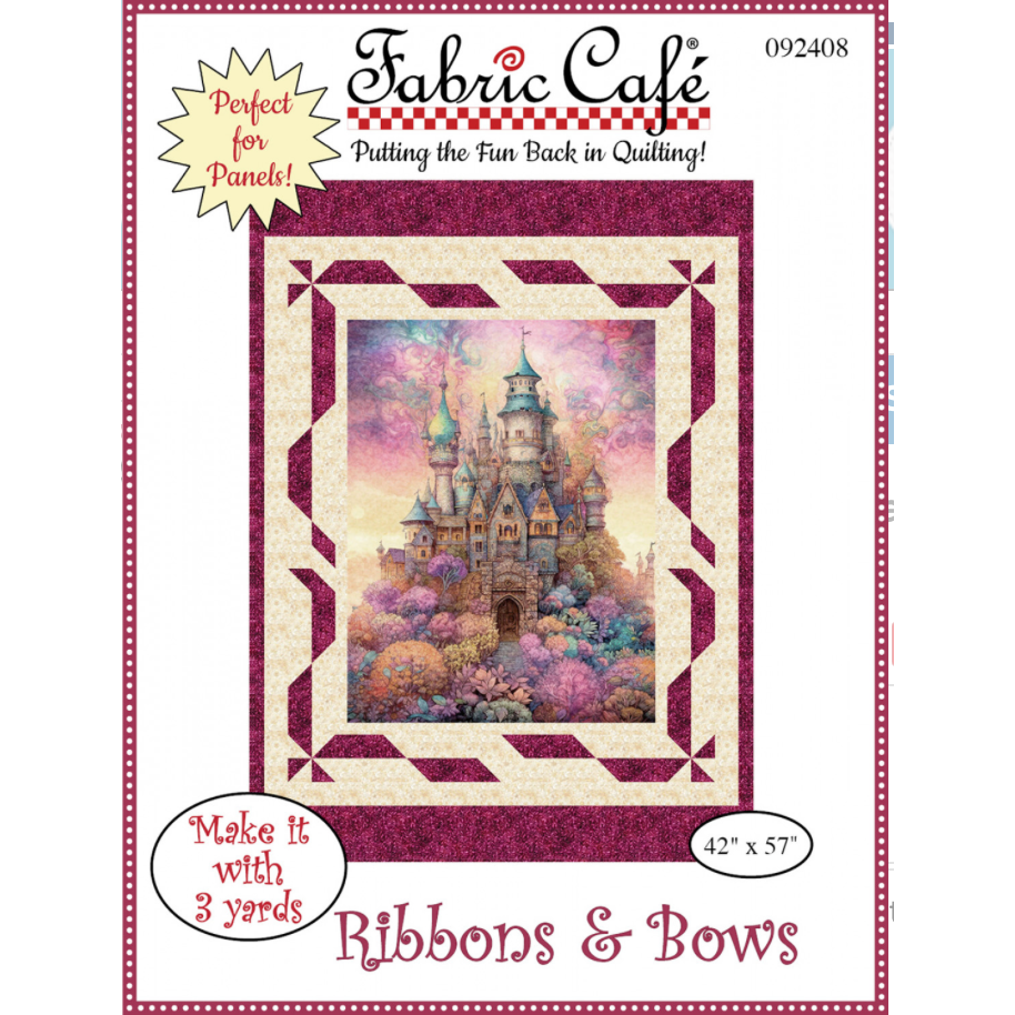 Fabric cafe ribbons bows quilt pattern hobby house needleworks