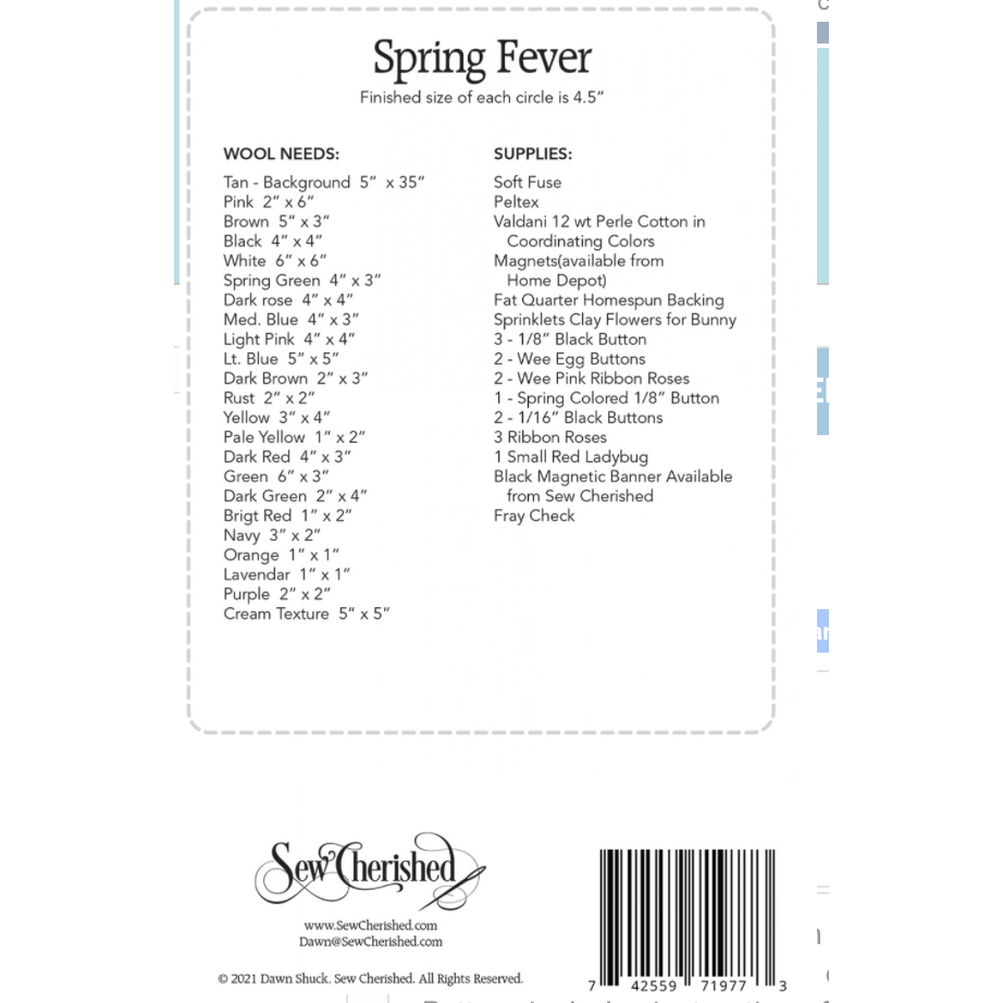 Sew Cherished ~ Spring Fever Wool Applique Pattern