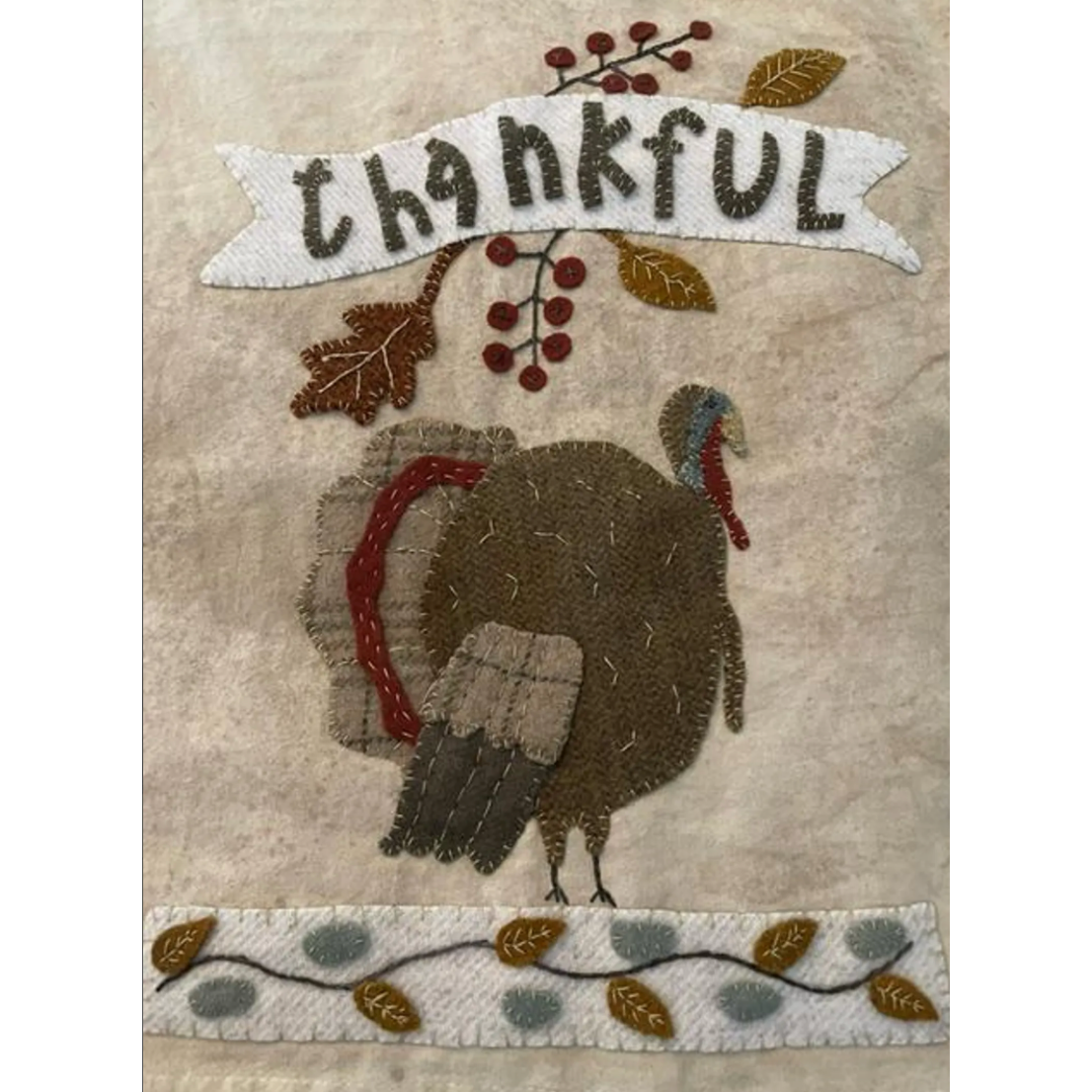 Bird In The Hand Primitives | Thankful Turkey Wool Applique Pattern