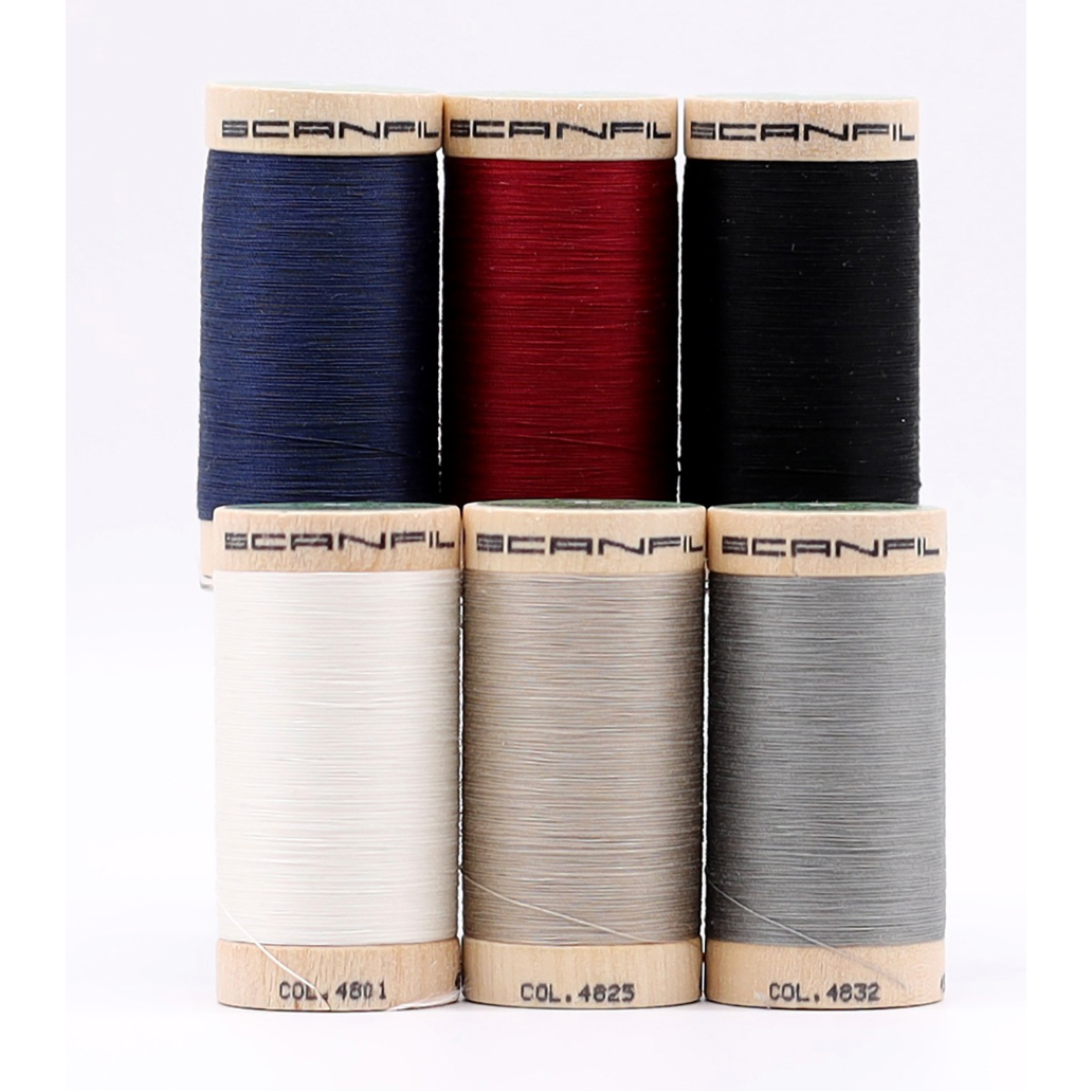 Scanfil Organic Cotton 50wt 6 Spool Thread Set with Rack Neutrals