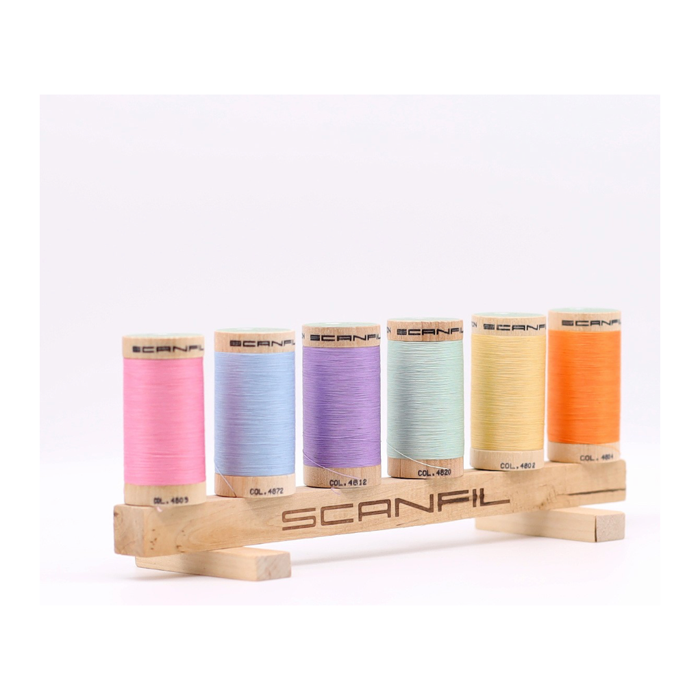 Scanfil Organic Cotton 50wt 6 Spool Thread Set with Rack Pastels