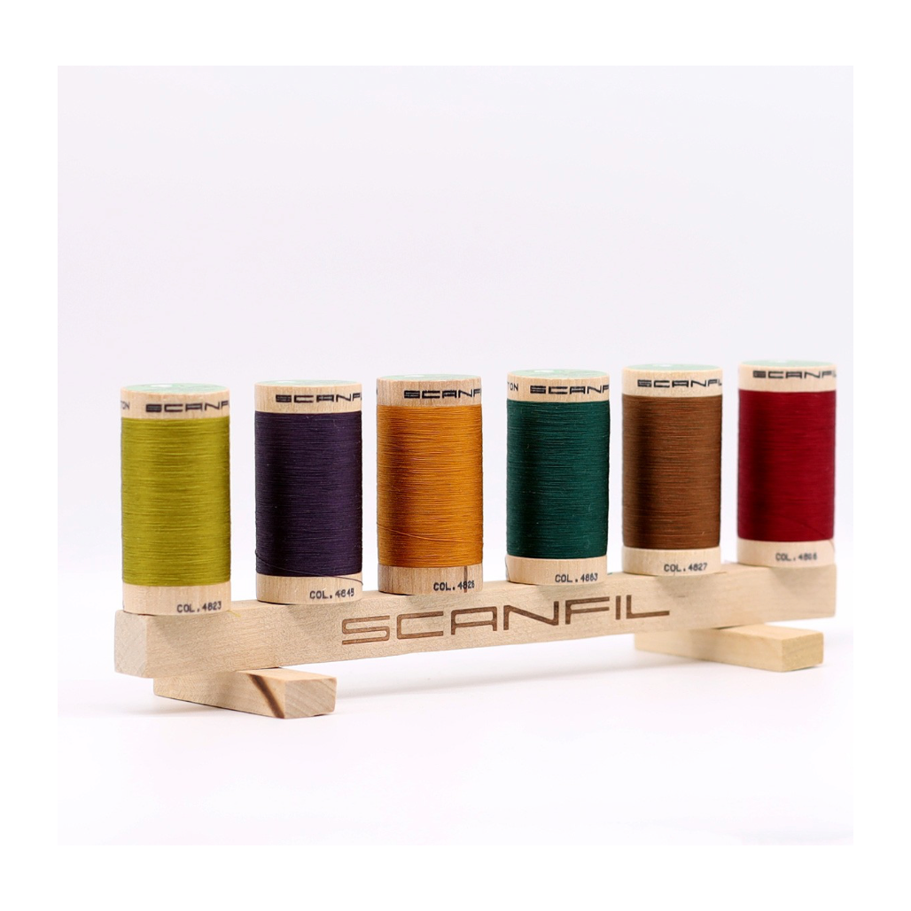 Scanfil Organic Cotton 50wt 6 Spool Thread Set with Rack Harvest Time