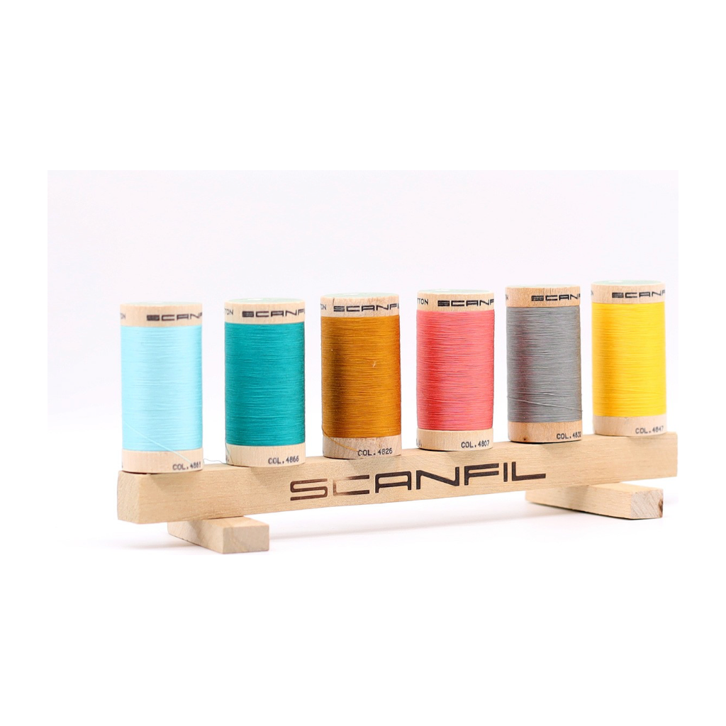 Scanfil Organic Cotton 50wt 6 Spool Thread Set with Rack Fashion Mix