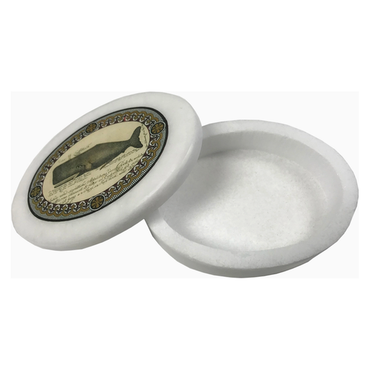 Sperm Whale White Oval Soap Stone Decorative Needlework Box